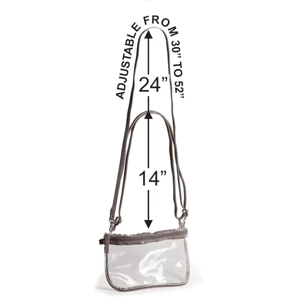 Clear Sling Purse Vinyl Small Zip Crossbody Adjustable Strap Stadium-Ready